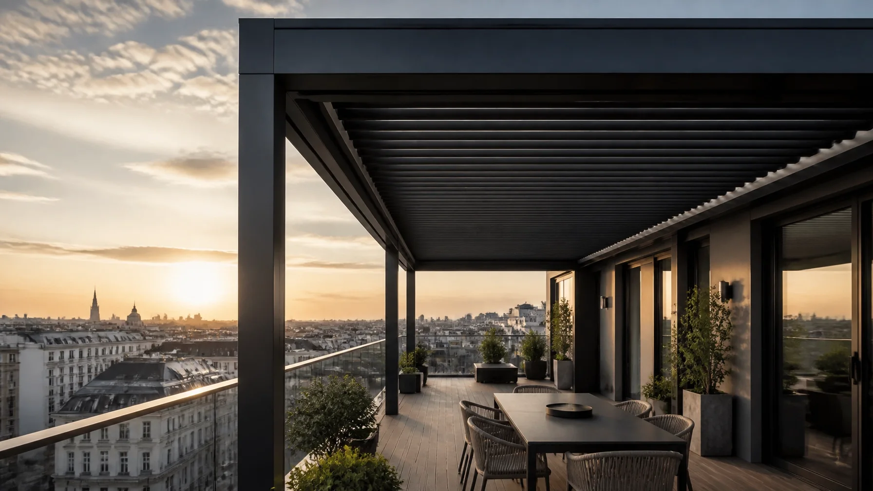 Moderne Terrassenüberdachung in Wien