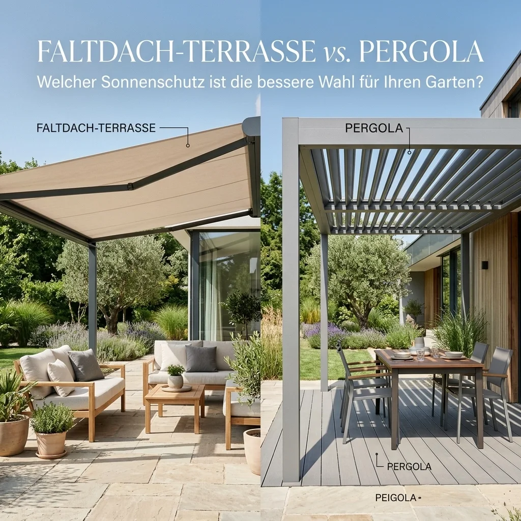 Faltdach-Terrasse vs. Pergola: Welcher Sonnenschutz ist die bessere Wahl für Ihren Garten?