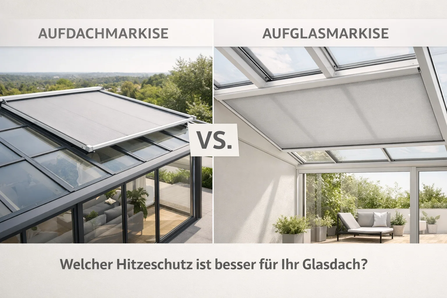 Aufdachmarkise vs. Aufglasmarkise: Welcher Hitzeschutz ist besser für Ihr Glasdach?