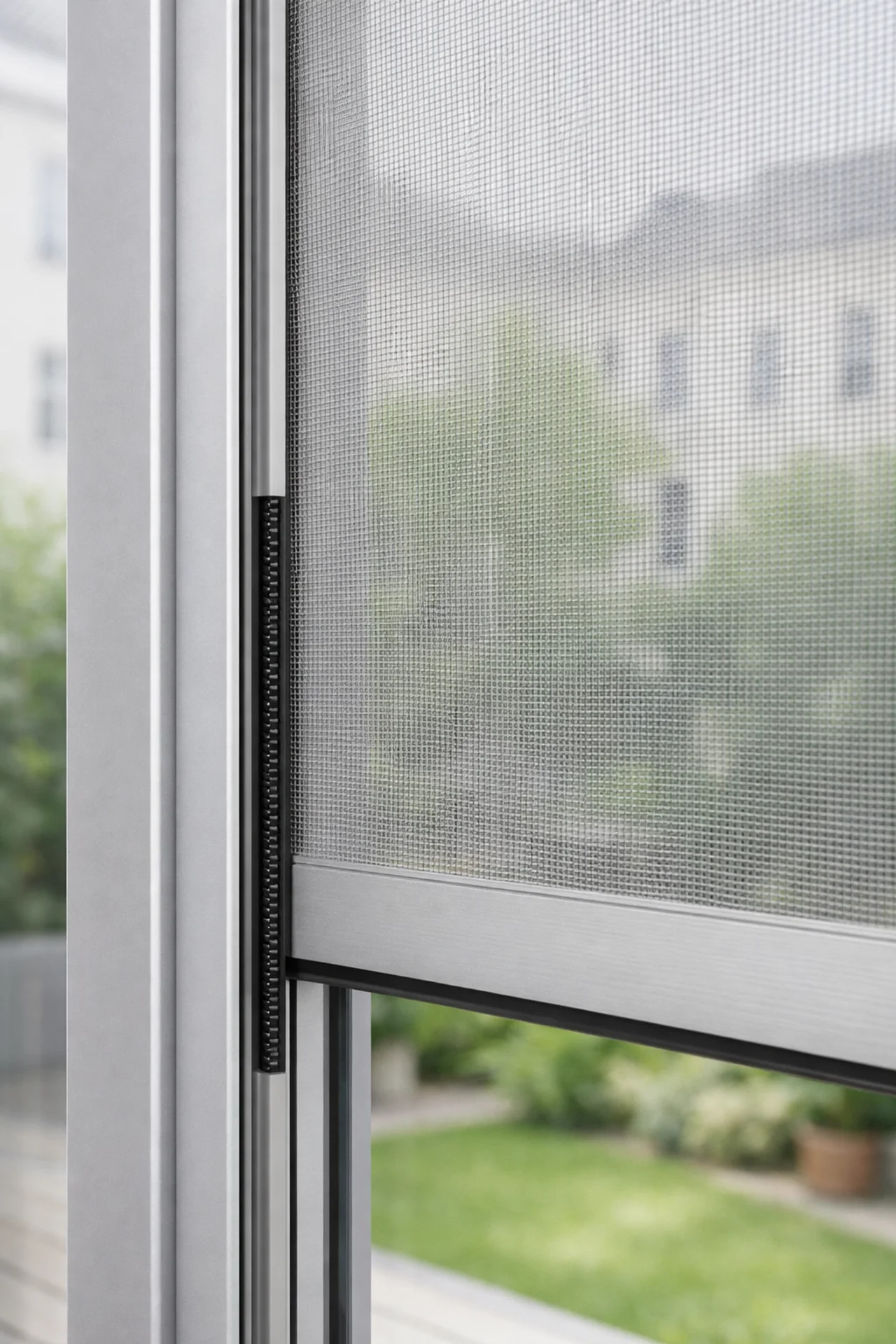 Zip Screen an Glasfront in Wien – transparenter Sonnenschutz mit Tageslicht und Sicht nach draußen