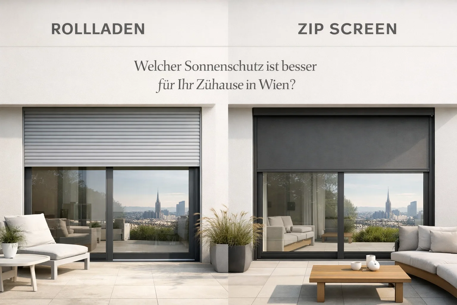 Rollladen vs. Zip Screen: Welcher Sonnenschutz ist besser für Ihr Zuhause in Wien?