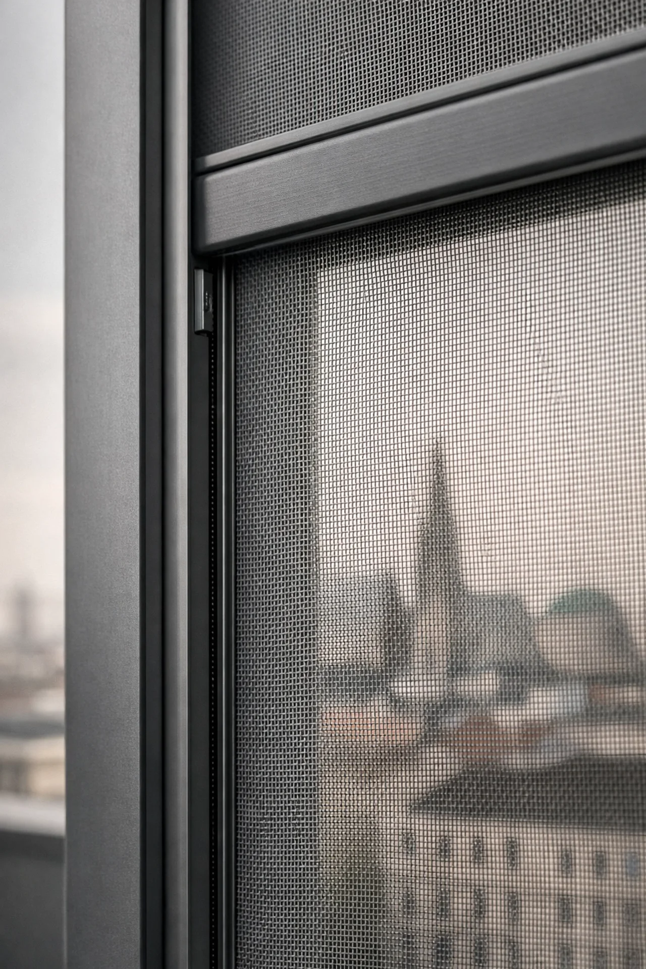 Detail eines Zip Screens in Wien mit Durchsicht für optimalen Sichtschutz.