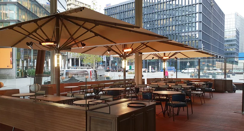 Starkwindschirme für Gastronomie