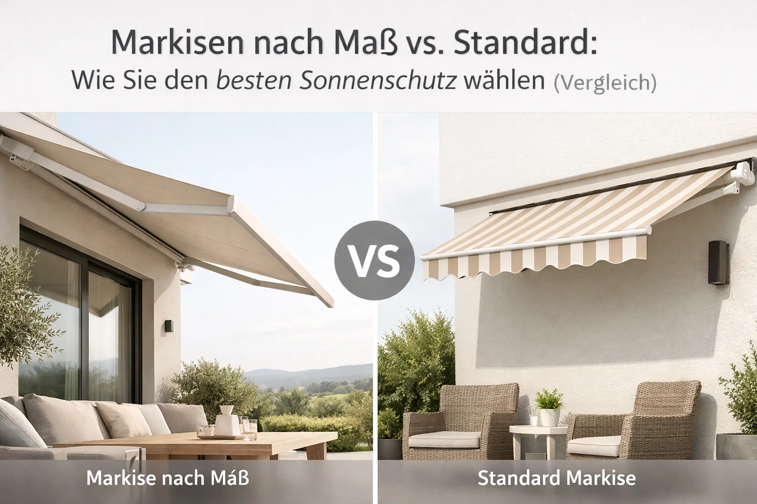 Markisen nach Maß vs. Standard: Wie Sie den besten Sonnenschutz wählen (Vergleich)