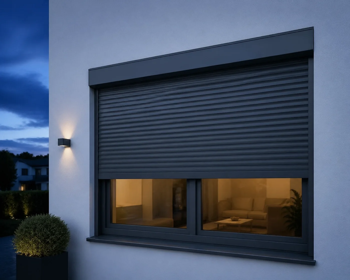 Stabiler Aluminium-Rollladen in Wien für effektive Verdunkelung und Sicherheit am Fenster.