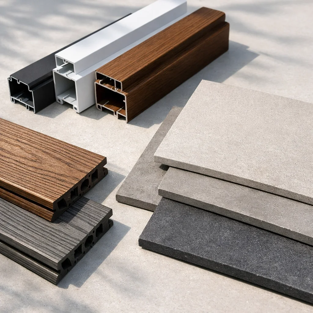 Hochwertige Materialien für Terrassenüberdachung: Aluminium-Profile und WPC-Dielen