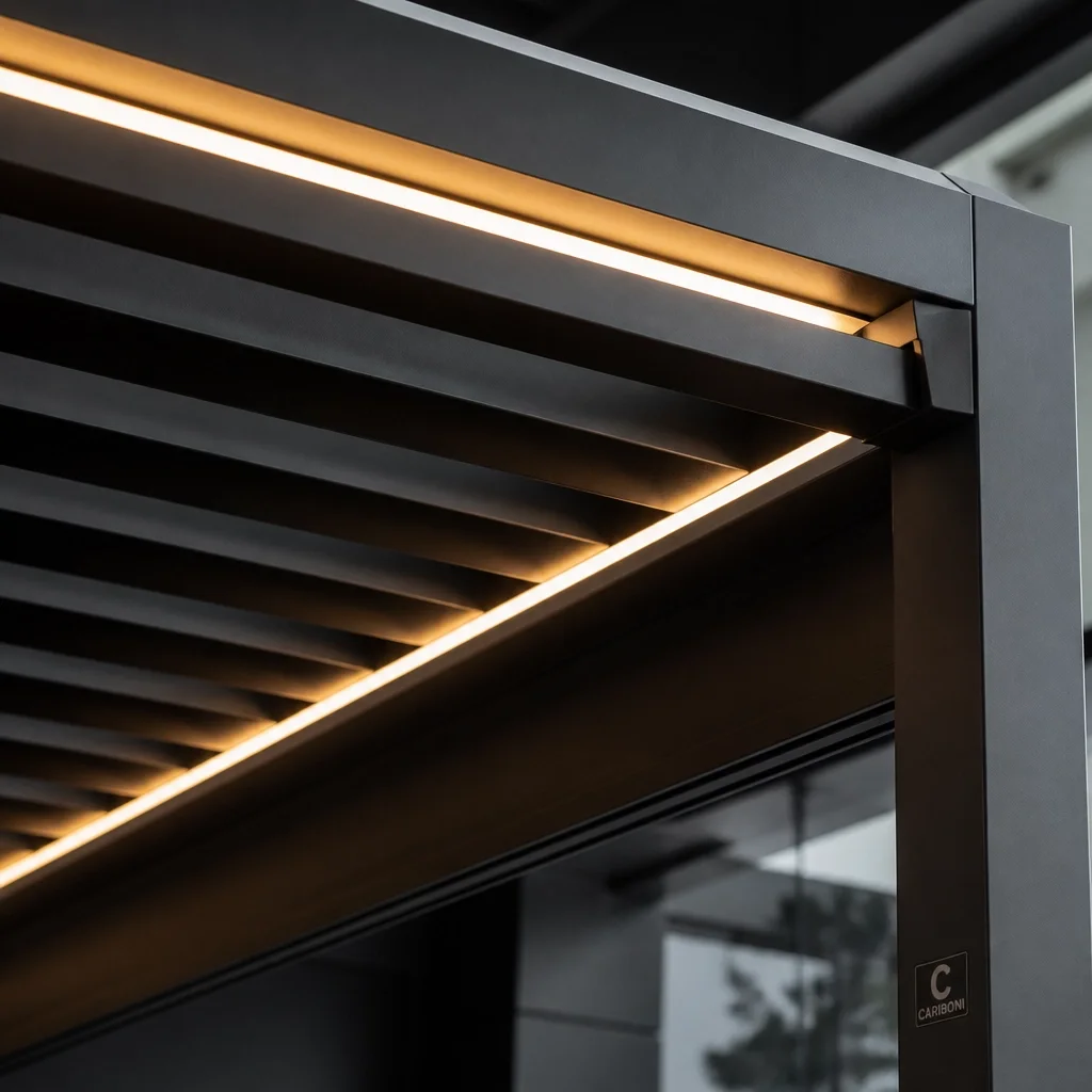 Abbildung von integrierter LED-Beleuchtung in einer Terrassenstruktur