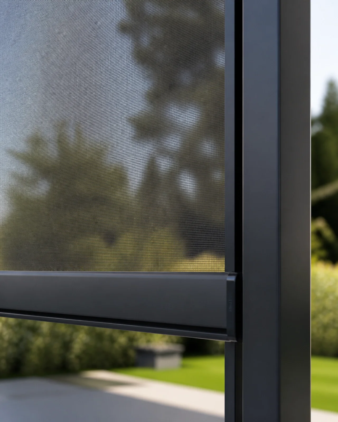 Detailaufnahme eines ZIP-Screens für optimalen Windschutz in Wien
