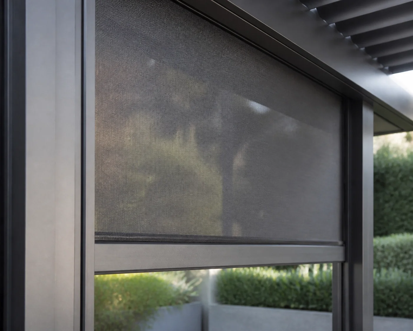 Hochwertiger ZIP-Screen an einer Pergola in Wien für optimalen Windschutz und Sichtschutz.