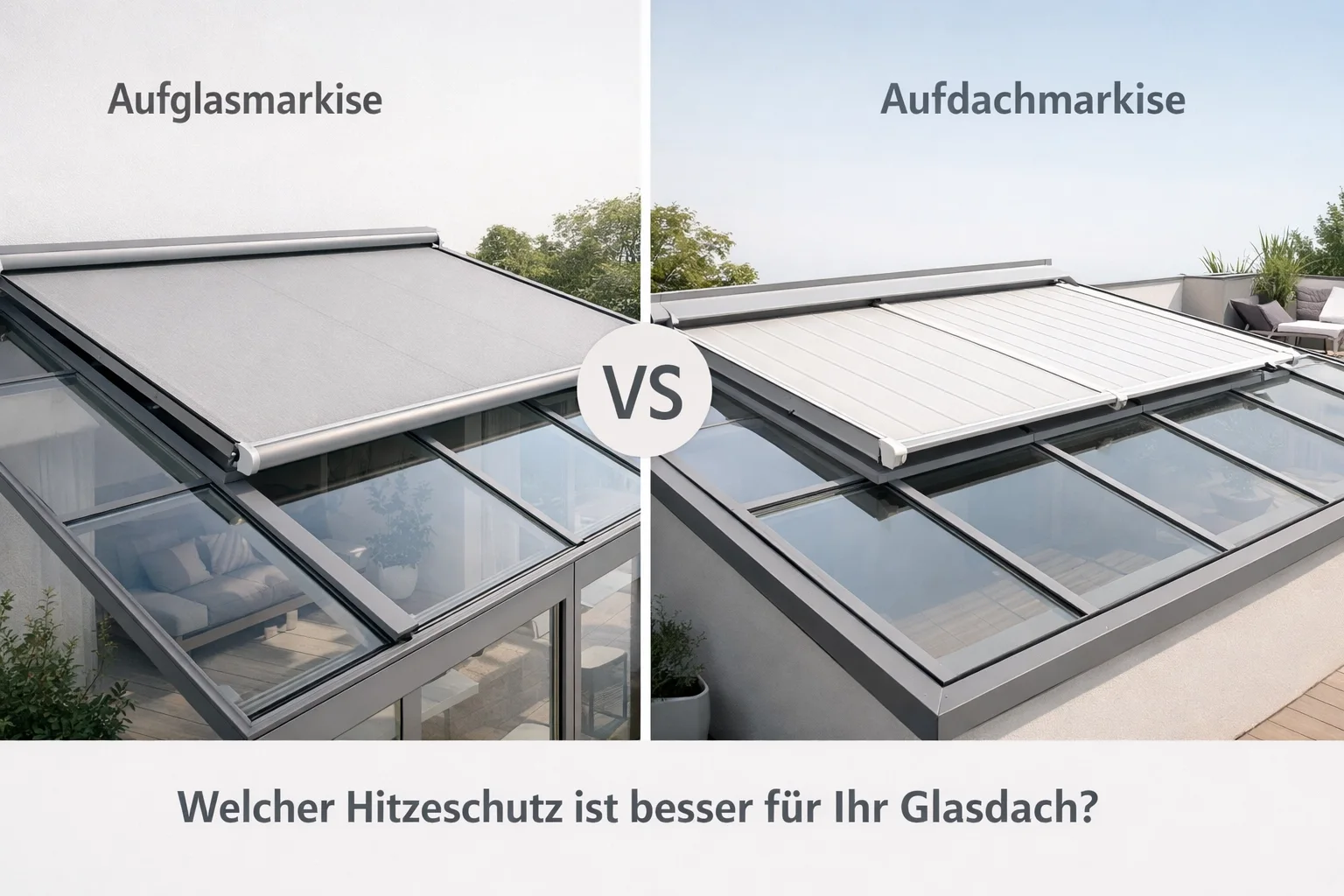 Aufglasmarkise vs. Aufdachmarkise: Welcher Hitzeschutz ist besser für Ihr Glasdach?