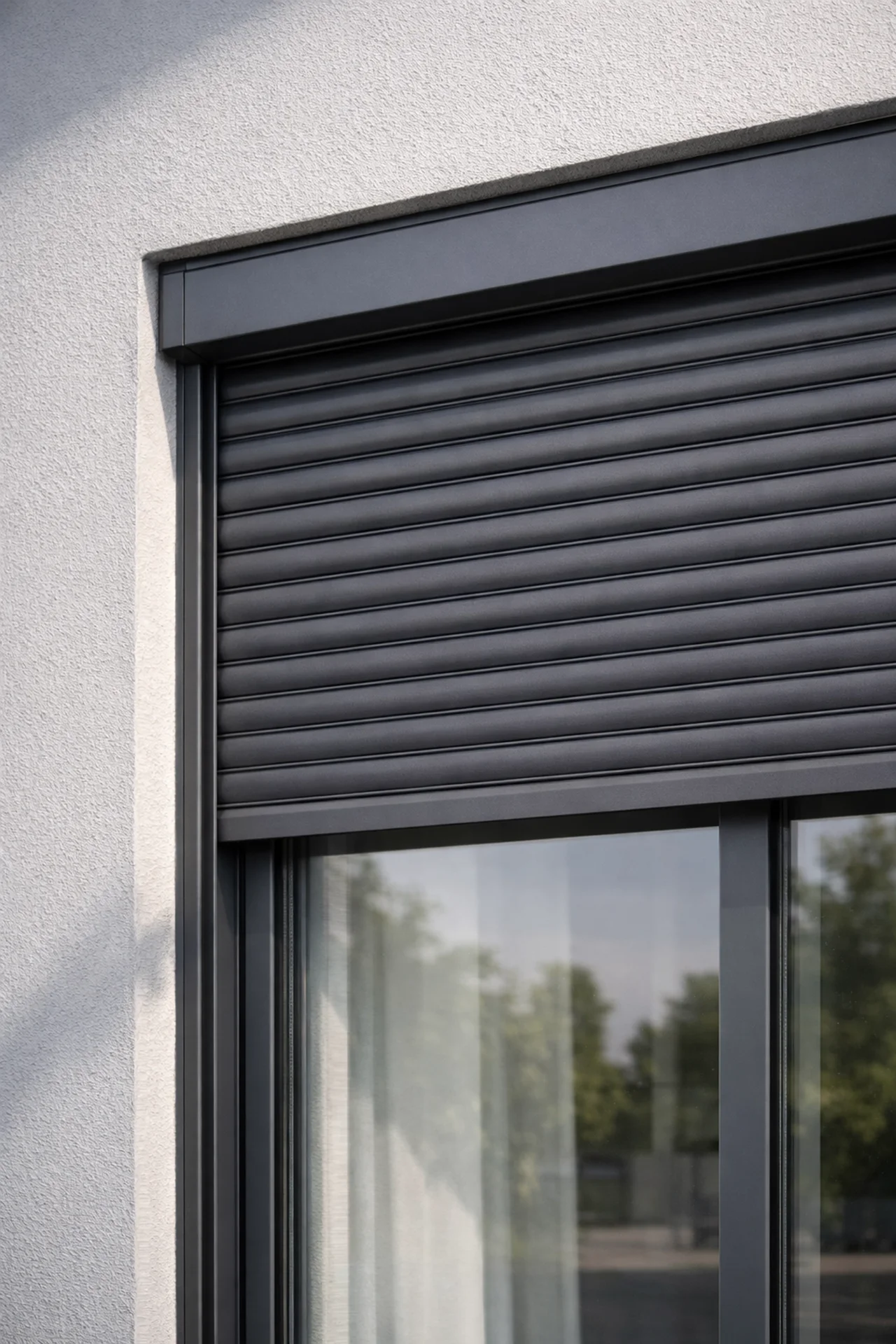 Halb geschlossener Rollladen am Fenster in Wien – Sonnenschutz, Lärmschutz und Einbruchschutz