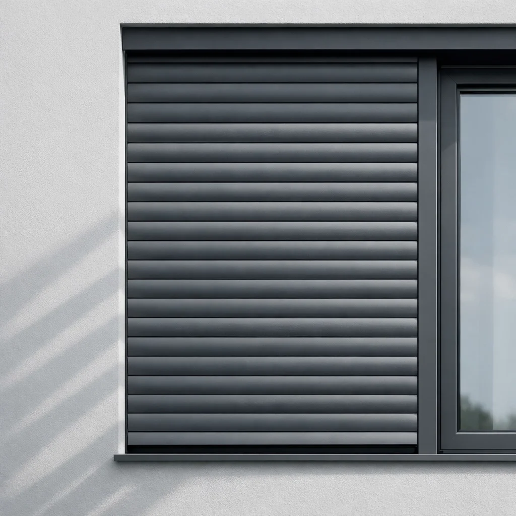 Hochwertige Aluminium-Rollläden in Schiefergrau bieten effektiven Hitzeschutz für Fenster in Wien