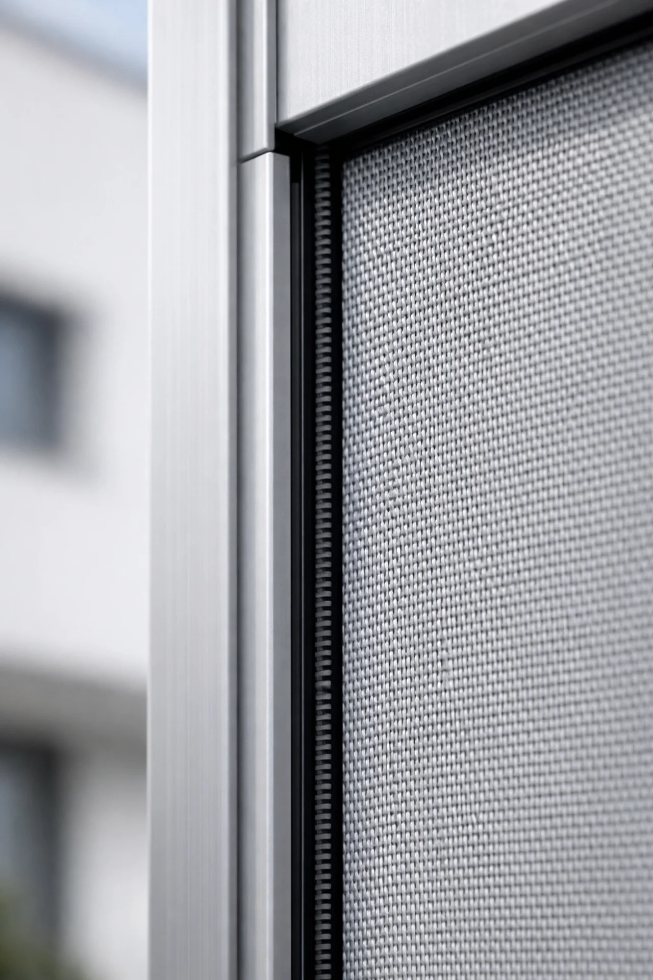 Modernes Zip Screen System in Wien mit feinmaschigem Gewebe für effektiven Insektenschutz.