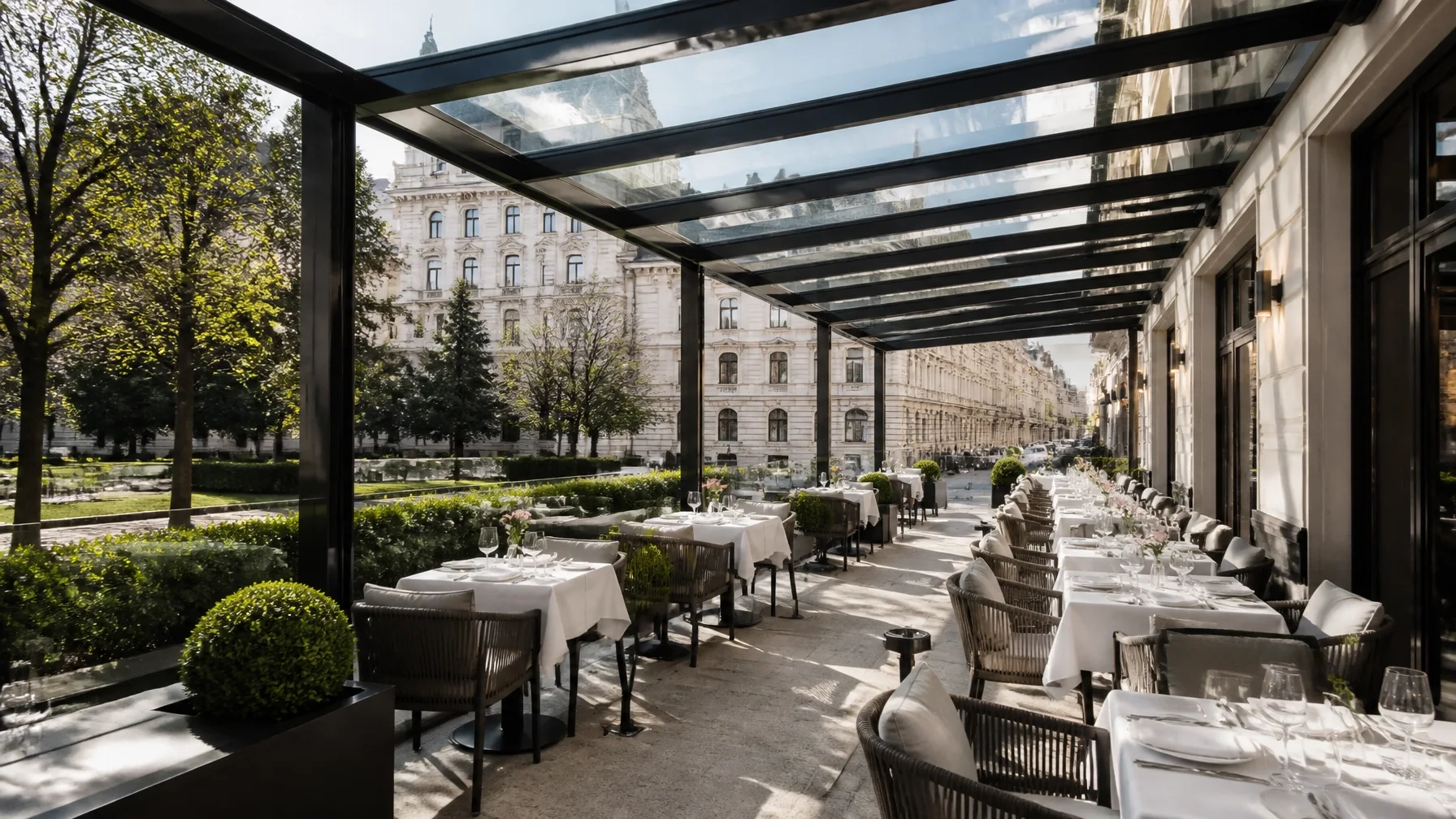 Terrassenüberdachung für die Gastronomie