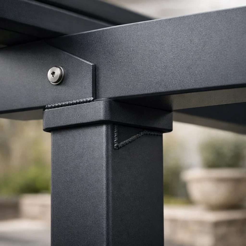 Stabile Terrassenüberdachung aus Aluminium mit Fokus auf hochwertige Statik und Materialqualität.