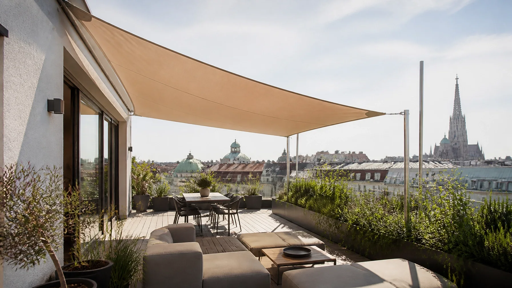 Exklusives Sonnensegel und Terrassendesign