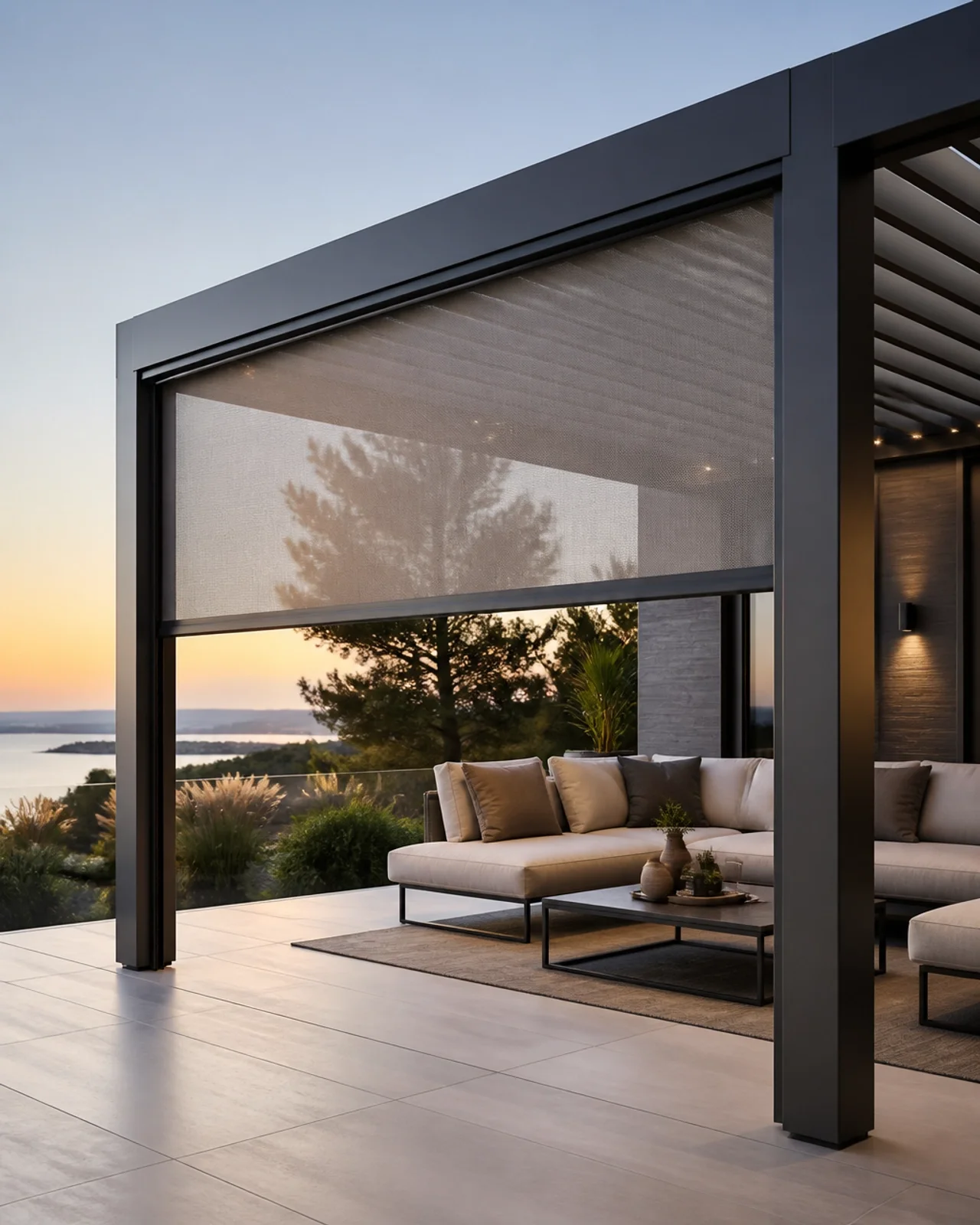 Integration eines ZIP-Screens in ein Pergola-System