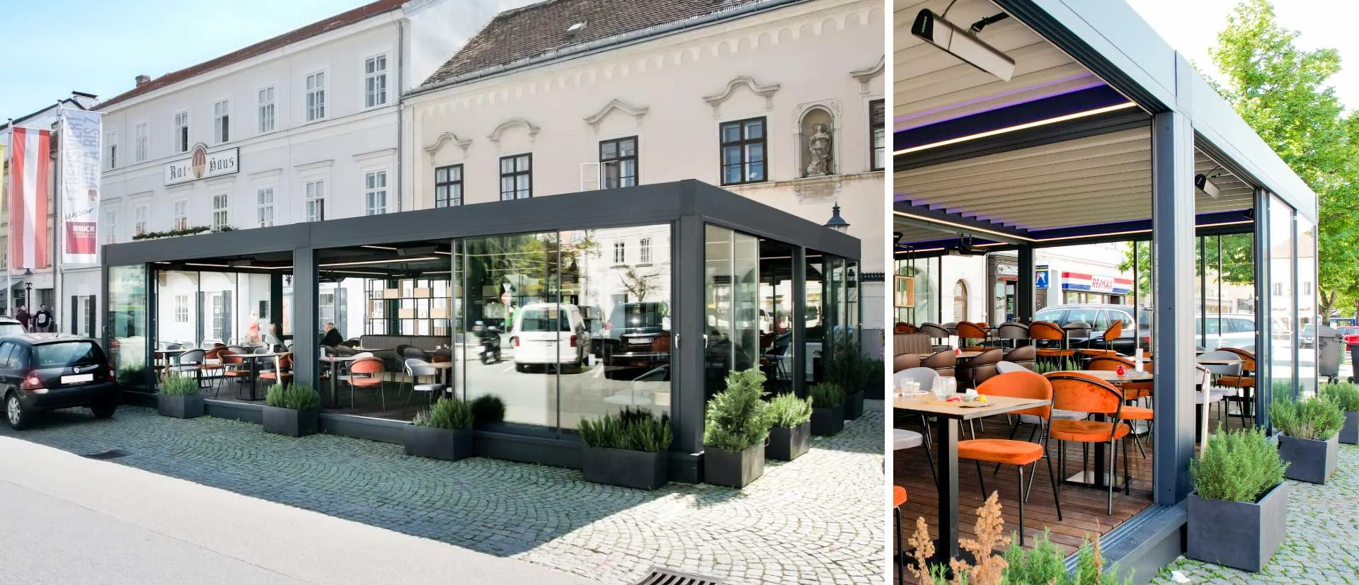 Lamellendach Gastronomie